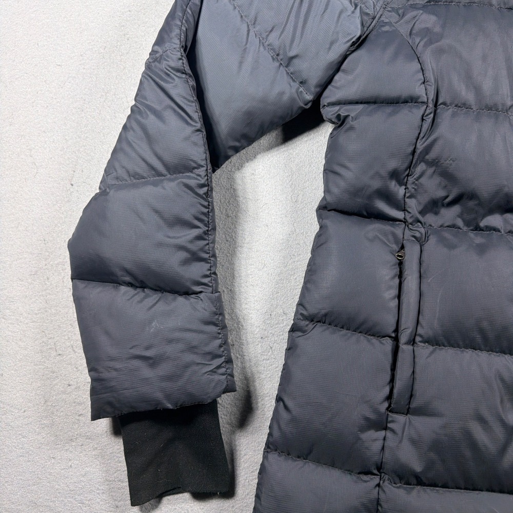 Athleta Goose Down Puffer Jacket Women Small Dark Gray Hooded Winter Gorpcore - Picture 4 of 14